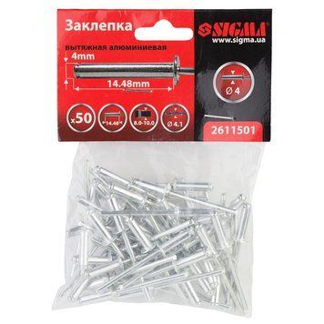 Заклепки алюминиевые Premium 4.0&times;14.48мм 50шт SIGMA (2611501) 2611501 фото