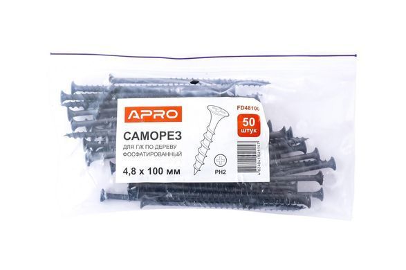 Саморіз по дереву Apro - 4,8 x 102 мм (50 шт.) (FD48102) 000065420 фото