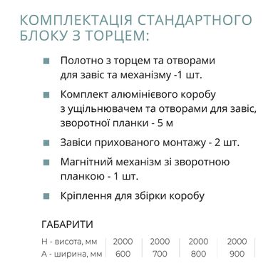 Дверний блок прихованого монтажу внутрішній лівий з алюмінієвим коробом та торцем (FD-KA-TU-2000*700 INSIDE L) FD-KA-TU-2000*700 INSIDE L фото