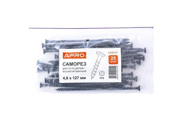 Саморіз по дереву Apro - 4,8 x 127 мм (25 шт.) (FD48127) 000065444 фото