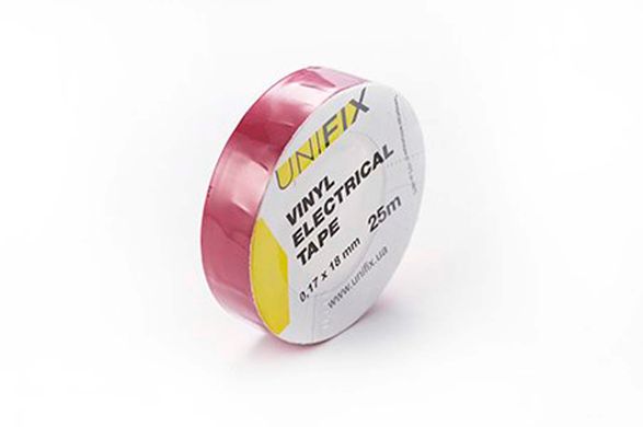 Стрічка ізоляційна Unifix - 18 x 0,17 мм x 25 м червона (ETU-25R) 000078033 фото