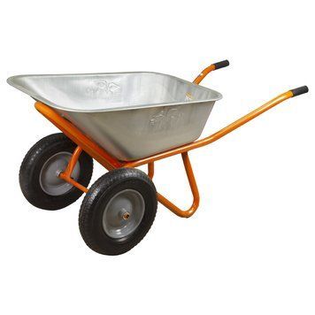 Тачка строительная двухколесная 100л 320кг колесо 15" (из 4-х ЧАСТЕЙ) FLORA (5056714) 5056714 фото