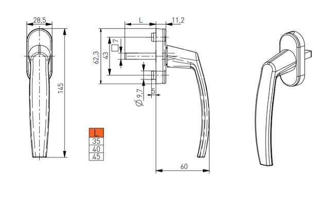 Ручка оконная MEDOS VICTORY 35/45 цвет белый RAL9016 13290163545-Д фото