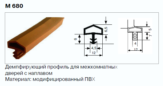 Ущільнювач Deventer M7292-12мм для міжкімнатних дверей коричневий M7292(к) фото