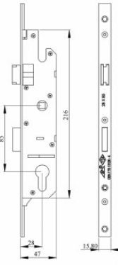 Замок-рейка 1800 мм., 28/85 защелка с ригелем ДЗ-0001-01.KKI026.00.00-П фото