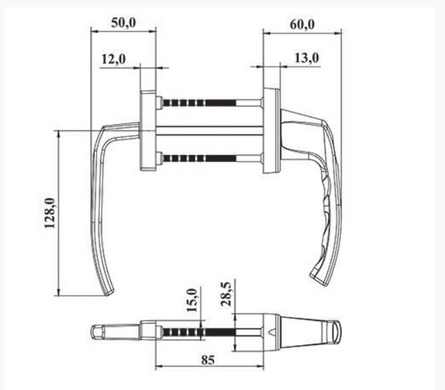 Балконный гарнитур ассиметричный с ключом Astex ANTEY BHS 2/3 белый RAL 9016 BHS 2 RAL9016(BHS.02.01)-АТ фото