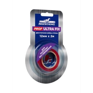 Двостороння стрічка prof ultra fix mustang прозора 12мм*2м UF122 фото