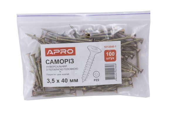 Саморіз універсальний Apro - 3,5 x 40 мм (100 шт.) (1013540-1) 000070485 фото