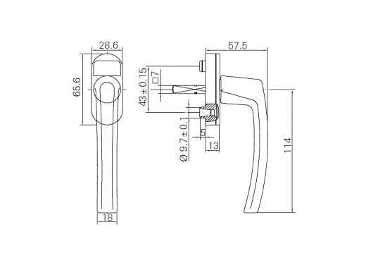 Ручка оконная ROTOLine 7/40 8P, цвет - R07.2 белый RAL9016 473243-КС фото