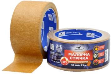 Малярна стрічка високотемпературна mustang коричнева 48мм*25м MTS4825 фото