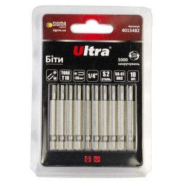 Биты TORX 10&times;50мм &frac14;" 10шт S2 (блистер) ULTRA (4015482) 4015482 фото