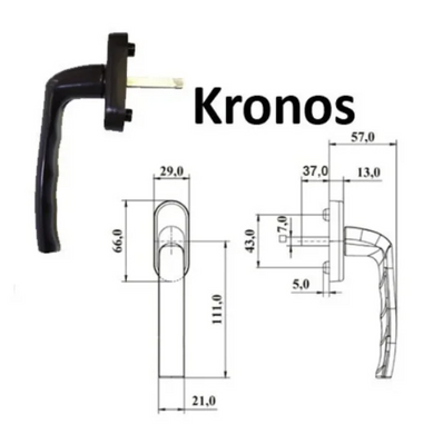 Ручка оконная ASTEX Kronos WH 001/37 цвет коричневый Ral 8019 WH 001/37 RAL8019Д фото