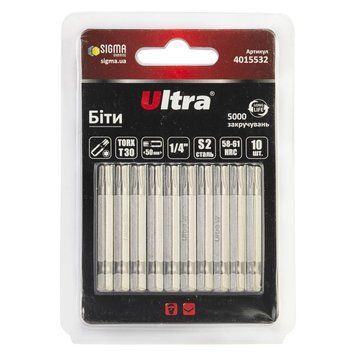 Биты TORX 30&times;50мм &frac14;" 10шт S2 (блистер) ULTRA (4015532) 4015532 фото