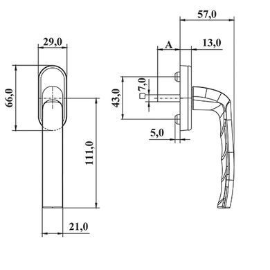 Ручка віконна ASTEX Kronos WH 001 біла WH 001/37 RAL9016 фото