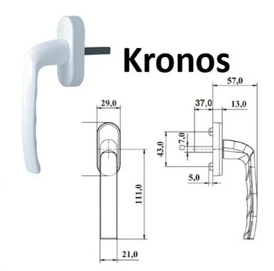 Ручка віконна ASTEX Kronos WH 001 біла WH 001/37 RAL9016 фото
