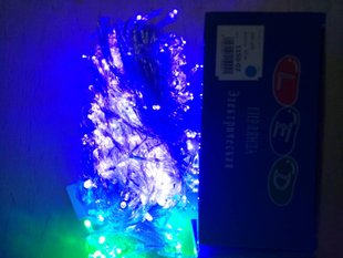 Новогодняя светодиодная гирлянда 100LED 8м синий LED 1110-02 фото