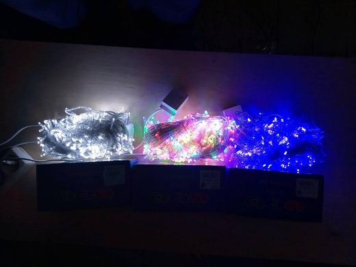 Новогодняя светодиодная гирлянда 100LED 8м синий LED 1110-02 фото