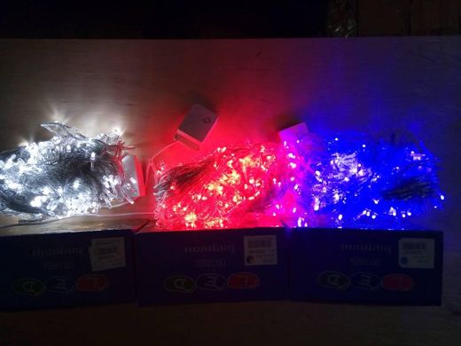 Новогодняя светодиодная гирлянда 100LED 8м синий LED 1110-02 фото