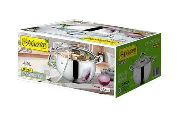 Кастрюля нержавеющая Maestro 220 мм x 4.9 л (MR-3515-22) 000078172 фото
