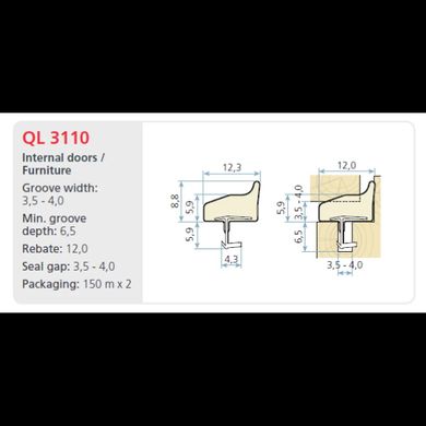 Уплотнитель Schlegel Q-Lоn 3110 для деревянных дверей черный QL-3110(ч) фото