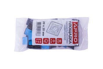 Площадка для хомута пластикового Apro 20 x 20 мм со скотчем черная (50 шт.) (PH-2020BC) 000064296 фото