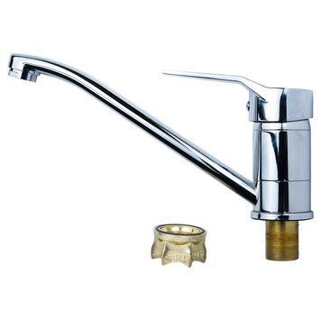Смеситель MJ &Oslash;40 для кухни гусак прямой 250мм на гайке AQUATICA MJ-1B235C (9744110) 9744110 фото