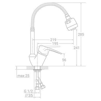 Смеситель s43 &Oslash;40 для кухни гусак гофрированный на гайке TAU SM-4B644C (9843150) 9843150 фото