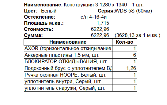 Пластиковое окно двухстворчатое с поворотно-откидной створкой WDS 1280мм*1340мм(Axor) стеклопакет 24мм(4-16-4i) 9000003 фото