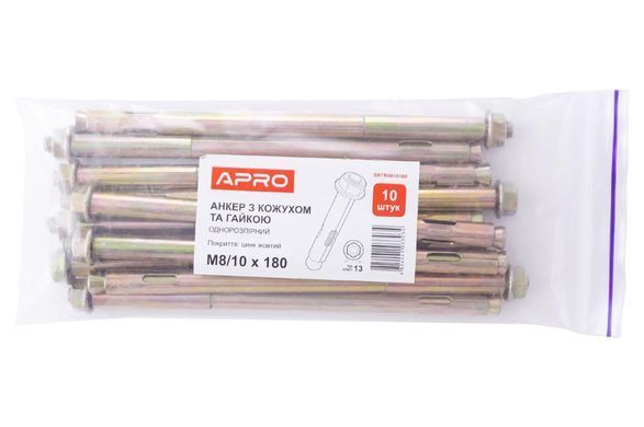 Анкер однораспорный с гайкой Apro 10 х 180 мм x М8 (10 шт.) (SRTR0810180) 000073604 фото