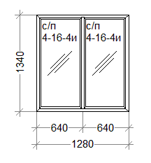 Пластиковое окно двухстворчатое глухое WDS 1280мм*1340мм стеклопакет 24мм(4-16-4i) 9000005 фото