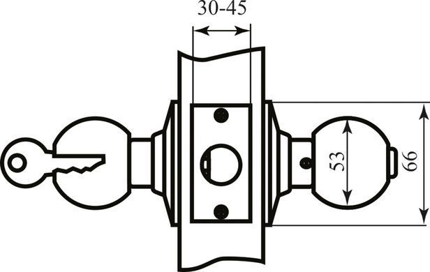 Дверна ручка кнопка 607 (3587) ESC матовий хром, з ключем 12534 фото