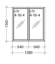 Пластиковое окно двухстворчатое глухое WDS 1280мм*1340мм стеклопакет 24мм(4-16-4) 9000006 фото