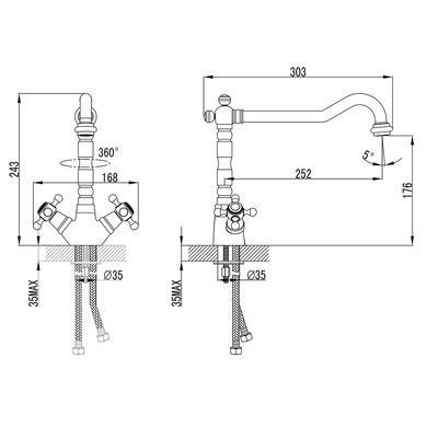 Змішувач ARNO 1/2" для кухні Г-виливши на шпильці CORSO 9679100 (FE-5B252C) FE-5B252C фото