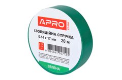 Стрічка ізоляційна Apro - 17 x 0,14мм x 20м зелена (ET-20G) 000079884 фото