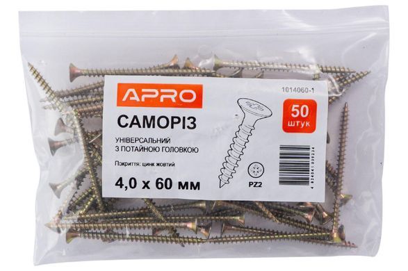 Саморіз універсальний Apro - 4,0 x 60 мм (50 шт.) (1014060-1) 000077342 фото