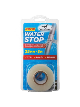 Самоулканизирующая силиконовая лента prof water stop mustang 25мм*3м SWT253 фото