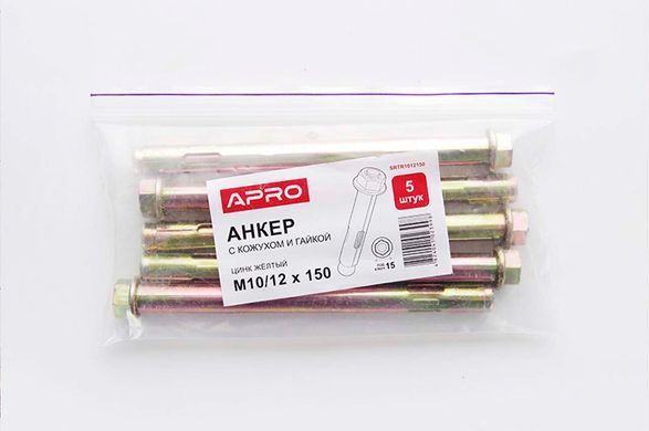 Анкер однораспорный с гайкой Apro 12 х 180мм x М10 (5шт) (SRTR1012180) 000079996 фото