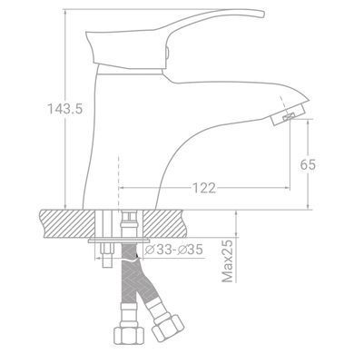 Смеситель s07 &Oslash;40 для раковины литой на шпильке TAU SE-2A145C (9807000) 9807000 фото